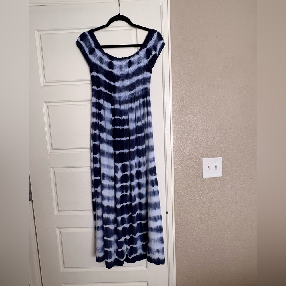 Source Unknown Navy and White Maxi Dress